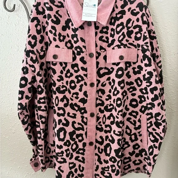 NWT Sweet 3 Boutique Leopard Corduroy Shacket - Picture 2 of 13